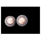 Vintage Sterling Judith Jack Cameo Earrings