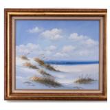 Signed Coastal Beach Scene, O/C