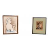 Portraits of Women (2) Print, Pastel