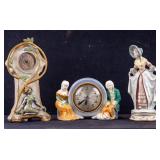 Art Nouveau & Porcelain Clocks and Cordey Figurine