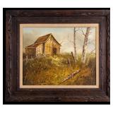 Vintage Signed Painting Landscape, Farm Scene