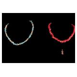 Silver and Red Coral Necklace