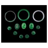 Carved and Polished Green Hardstone Bangles