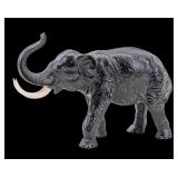 Bronze Elephant with Natural Material Tusks