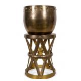 Vintage Hammered Brass Planter & Stand