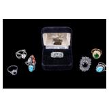 Seven Sterling Silver Rings