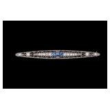 Edwardian 18k Gold Sapphire & Diamond Brooch