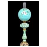 Victorian Hand Painted Glass Oil Lamp Conversion
