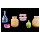 Encased Satin Glass and Other Vases