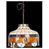 Vintage Swan Slag Glass Hanging Lamp
