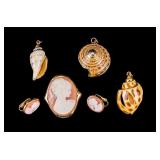 Faberge Cameo Trio Plus Shell Pendants
