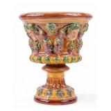 Majolica-Style Pedestal Vase / Centerpiece