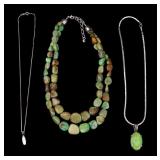 Green Turquoise and Sterling Necklaces