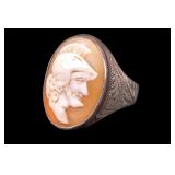 Antique Sterling Roman Centurion Cameo Ring