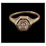 14K Gold Ring with Diamond Accent