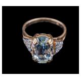 14K Yellow and White Gold Ring with Blue Topaz
