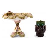 Ceramic Majolica Compote and Toby Jug
