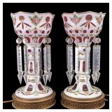 Bohemian Cut To Clear Cranberry Mantle Lusters