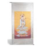 Monumental Embroidered Guanyin Silk Scroll