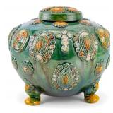 Chinese Porcelain Sancai Footed Ginger Jar