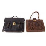 Vintage Leather Briefcase and Shoulder Bag