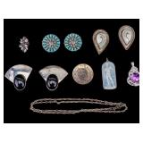 Sterling Silver Jewelry Lot with Earrings, Chain