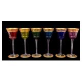 St. Louis Colored & Gilt Wine Glasses (6)