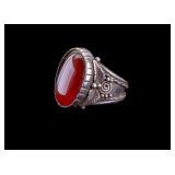 Native American Sterling and Amber Ring