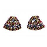 Heidi Daus Designer Clip On Rhinestone Earrings
