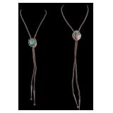 Native American Sterling and Leather Bolo Ties