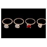 Four 14K Yellow Gold Rings CZ Settings