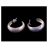 Early Native American Sterling Silver Hoop Earring
