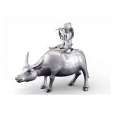 Chinese Silver-Tone Metal Water Buffalo Censer