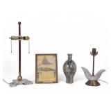 2 Unusual Lamps, McEvoy Print, Pottery Vase