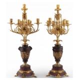 Pair of French Empire Bronze Gilt Candelabras