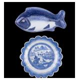 18th C Japanese Arita Fish and Chinese Canton Dish