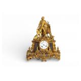 19th C French Figural Bronze Mantle Clock