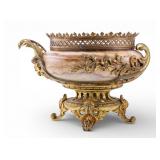 Antique Bronze & Onyx Centerpiece Bowl