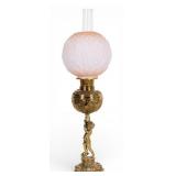 Vintage Brass Cherub Lamp & Frosted Glass Globe