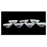 7 Chinese Hand-Painted Porcelain Bowls