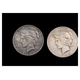 1922 & 1935 Peace Silver Dollars