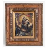 18/19th C Madonna and Child Oil on Board