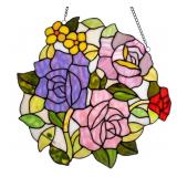 Hanging Floral Stained Glass Panel