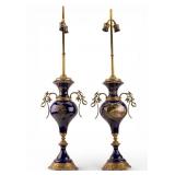 French Sevres Cobalt Blue Lamp (Pair)