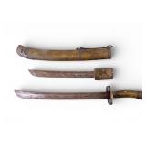 Chinese 19C Double Sword, Sharkskin Scabbard