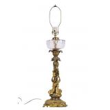 Gilt Bronze Dragon Lamp w/ Crystal Well