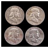 4 Franklin Silver Half Dollars, 1962-1963
