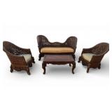 Anglo Indian Carved Parlor Set, 4 Pcs