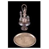 Victorian Era Cruet Set, Silver-Plate Serving Tray