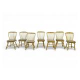 Set of 7 Early PA Rod Back Windsor Chairs